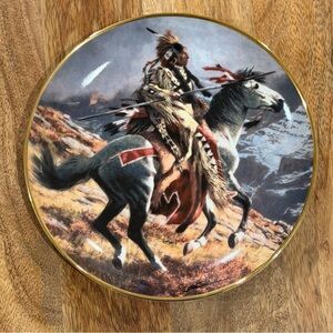 The Franklin Mint Native American Warrior Decorative Plate 8” Limited Edition